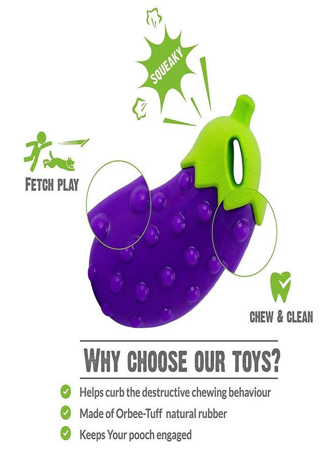 Pups&Pets Veggie Series Eggplant Squeaky Chew Toys for Dogs & Puppies | Small & Medium Breeds (Purple).., - Image 2